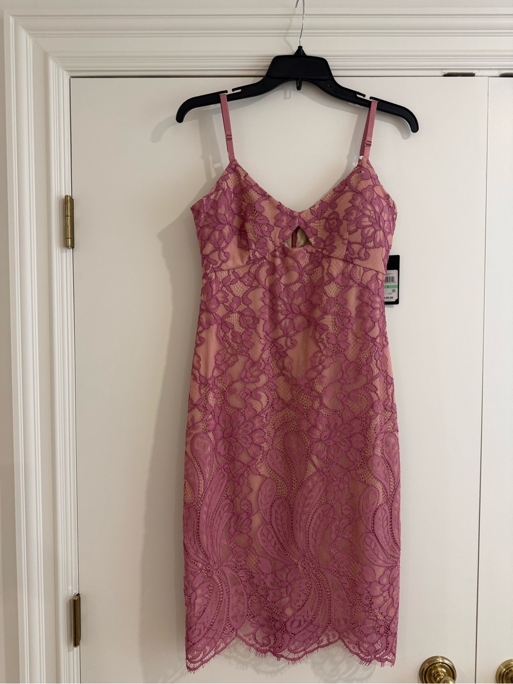 Guess Pink Lace Overlay Sheath Dress